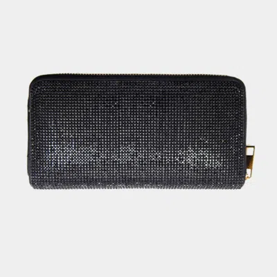 Fashnzfab Bling Solid Zipper Wallet In Black