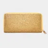 Fashnzfab Bling Solid Zipper Wallet In Brown