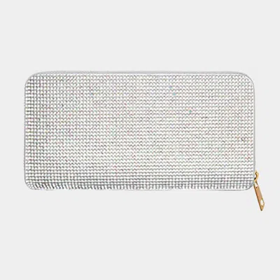 Fashnzfab Bling Solid Zipper Wallet In Silver