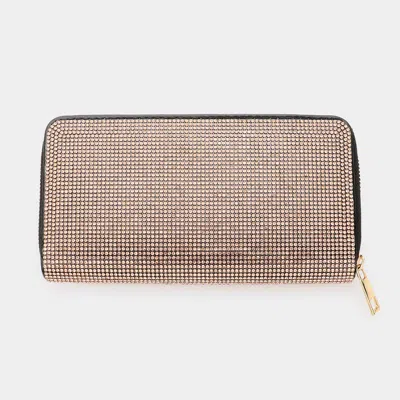 Fashnzfab Bling Solid Zipper Wallet In Pink