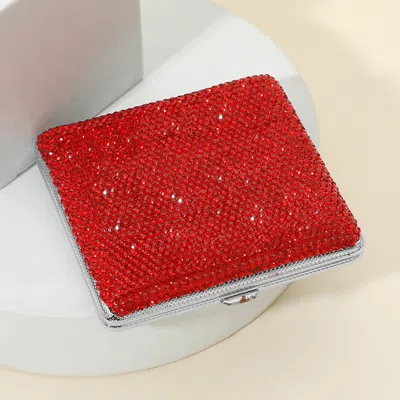 Fashnzfab Bling Square Money Clip / Cigarette Case In Red