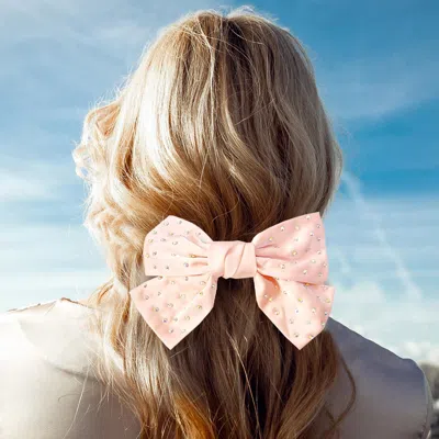 Fashnzfab Bling Stone Embellished Bow Barrette In Pink