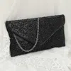 Fashnzfab Bling Stone Studded Flap Envelope Evening Clutch Bag / Crossbody Bag In Black