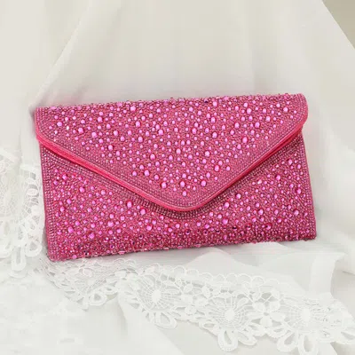 Fashnzfab Bling Stone Studded Flap Envelope Evening Clutch Crossbody Bag In Multi