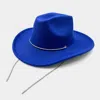 Fashnzfab Bling Strap Band Pointed Cowboy Fedora Hat In Blue