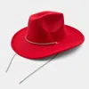 Fashnzfab Bling Strap Band Pointed Cowboy Fedora Hat In Red