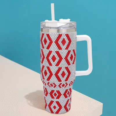 Fashnzfab Bling Studded Abstract Patterned 40oz Stainless Steel Tumbler