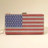 Fashnzfab Bling Studded American Usa Flag Box Clutch / Crossbody Bag In Red
