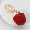 Fashnzfab Bling Studded Apple Keychain / Bag Charm In Multi