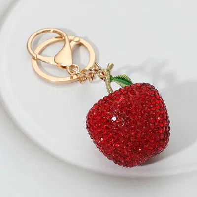 Fashnzfab Bling Studded Apple Keychain / Bag Charm In Multi