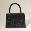 Fashnzfab Bling Studded Bow Accented Top Handle Evening Hand Bag / Crossbody Bag In Black