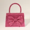 Fashnzfab Bling Studded Bow Accented Top Handle Evening Hand Bag / Crossbody Bag In Pink