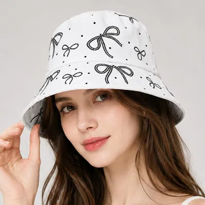 Fashnzfab Bling Studded Bow Pattern Bucket Hat In Multi