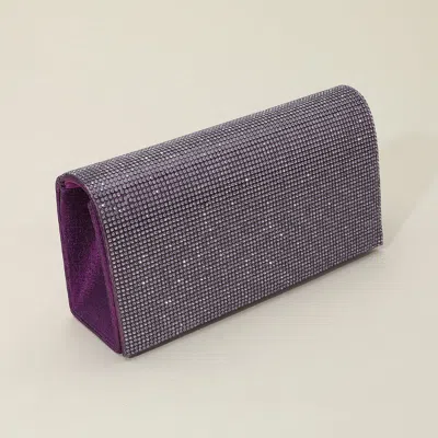 Fashnzfab Bling Studded Box Evening Bag / Clutch / Crossbody Bag In Purple