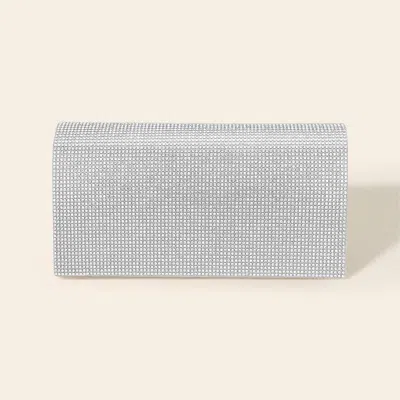 Fashnzfab Bling Studded Box Evening Bag / Clutch / Crossbody Bag In Silver