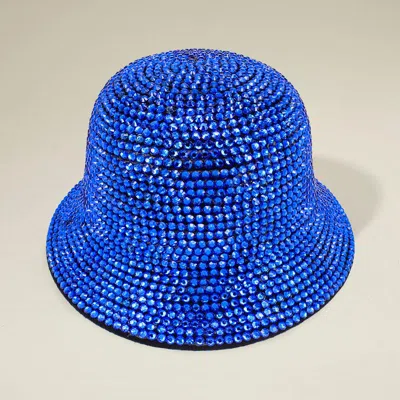Fashnzfab Bling Studded Bucket Hat In Blue