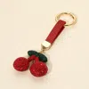 Fashnzfab Bling Studded Cherry Keychain / Bag Charm In Multi