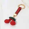 Fashnzfab Bling Studded Cherry Keychain / Bag Charm In Red