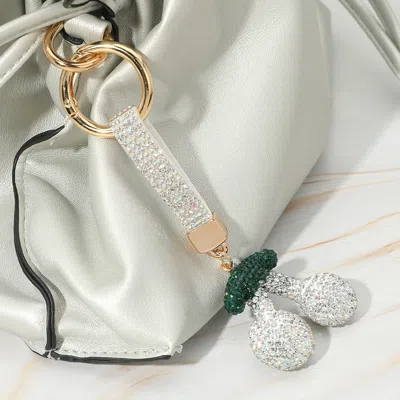 Fashnzfab Bling Studded Cherry Keychain / Bag Charm In White