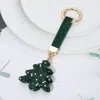 Fashnzfab Bling Studded Christmas Tree Keychain Bag Charm In Green