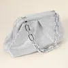 Fashnzfab Bling Studded Chunky Chain Strap Accented Evening Clutch Bag / Crossbody Bag In Silver