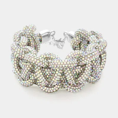 Fashnzfab Bling Studded Chunky Evening Bracelet In Multi