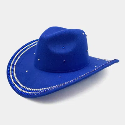 Fashnzfab Bling Studded Cowboy Western Hat In Blue