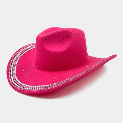 Fashnzfab Bling Studded Cowboy Western Hat In Pink