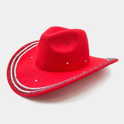 Fashnzfab Bling Studded Cowboy Western Hat In Red