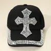 Fashnzfab Bling Studded Cross Glam Baseball Cap In Black