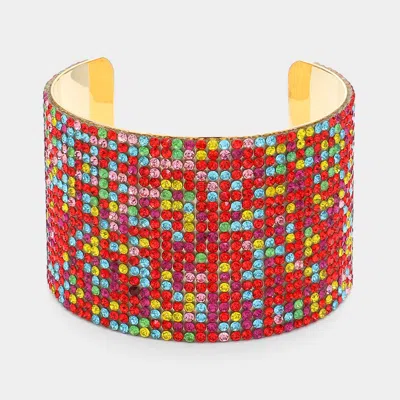 Fashnzfab Bling Studded Cuff Bracelet Gold, Multi