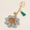 Fashnzfab Bling Studded Daisy Flower Keychain / Bag Charm In Gold