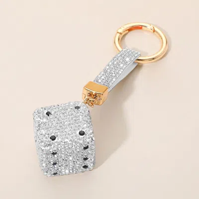 Fashnzfab Bling Studded Dice Keychain / Bag Charm In Multi