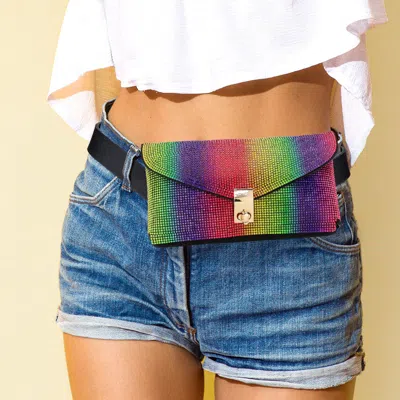 Fashnzfab Bling Studded Envelope Belt Bag / Crossbody Bag In Multi