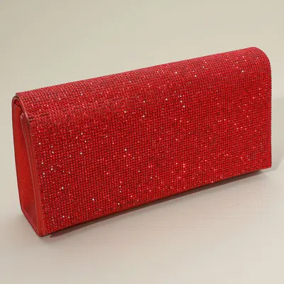 Fashnzfab Bling Studded Evening Clutch Bag / Crossbody Bag In Red