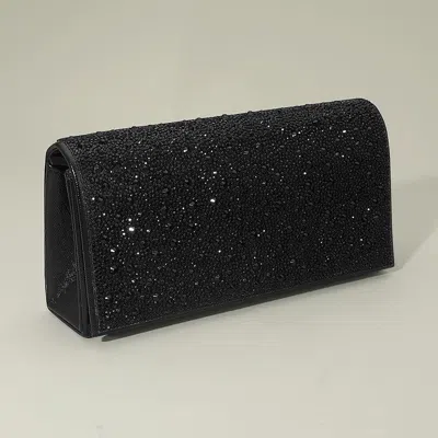 Fashnzfab Bling Studded Evening Clutch Crossbody Bag In Black