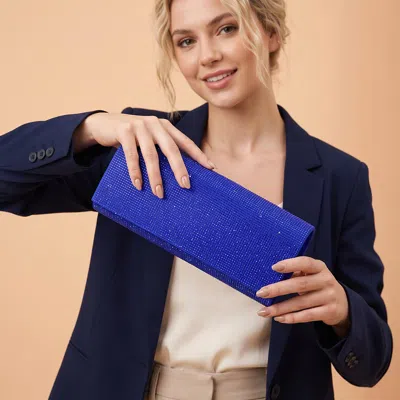 Fashnzfab Bling Studded Evening Clutch Crossbody Bag In Blue