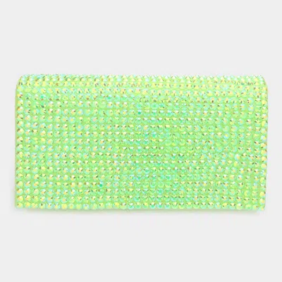 Fashnzfab Bling Studded Evening Clutch / Crossbody Bag In Green