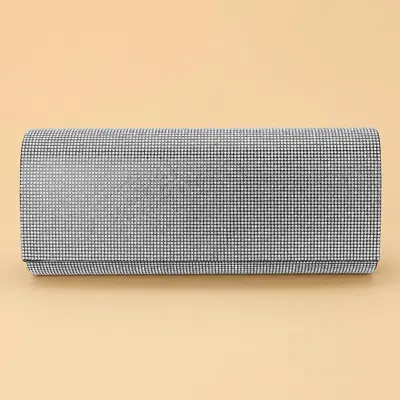 Fashnzfab Bling Studded Evening Clutch Crossbody Bag In Grey