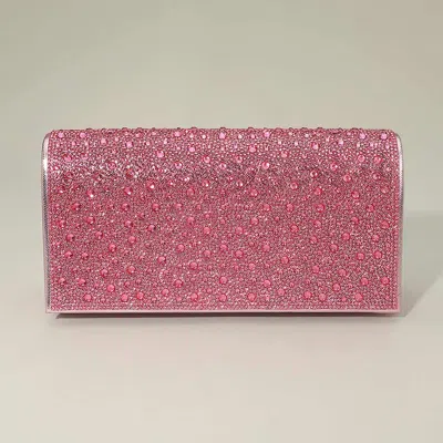 Fashnzfab Bling Studded Evening Clutch Crossbody Bag In Pink