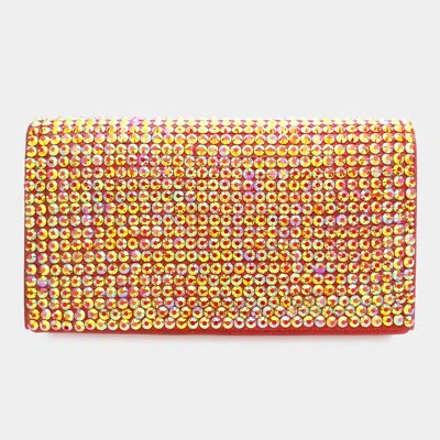 Fashnzfab Bling Studded Evening Clutch / Crossbody Bag In Red
