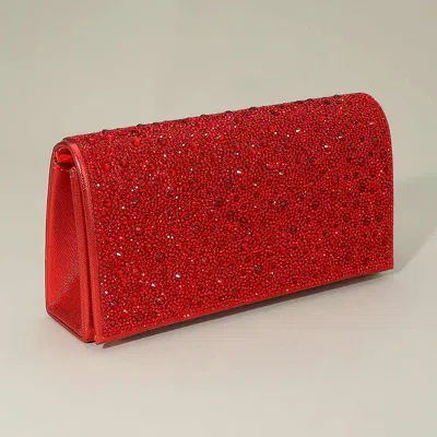 Fashnzfab Bling Studded Evening Clutch Crossbody Bag In Red