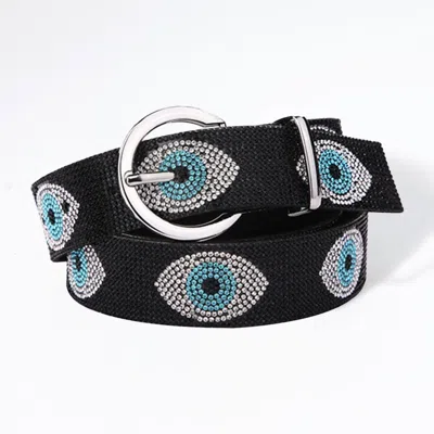 Fashnzfab Bling Studded Evil Eye Belt In Multi