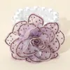 Fashnzfab Bling Studded Fabric Flower Statement Faux Pearl Beaded Stretch Bracelet Light, Purple, White In Multi