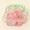 Fashnzfab Bling Studded Fabric Flower Statement Faux Pearl Beaded Stretch Bracelet Pink & Green In Pink