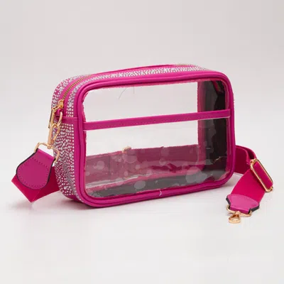 Fashnzfab Bling Studded Faux Leather Transparent Rectangle Crossbody Bag In Multi