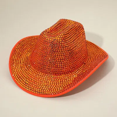 Fashnzfab Bling Studded Fedora Hat In Orange
