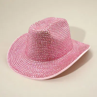 Fashnzfab Bling Studded Fedora Hat In Pink
