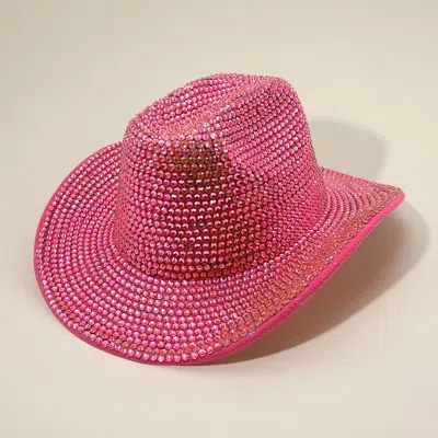 Fashnzfab Bling Studded Fedora Hat In Pink