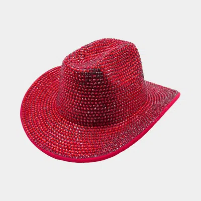 Fashnzfab Bling Studded Fedora Hat In Red